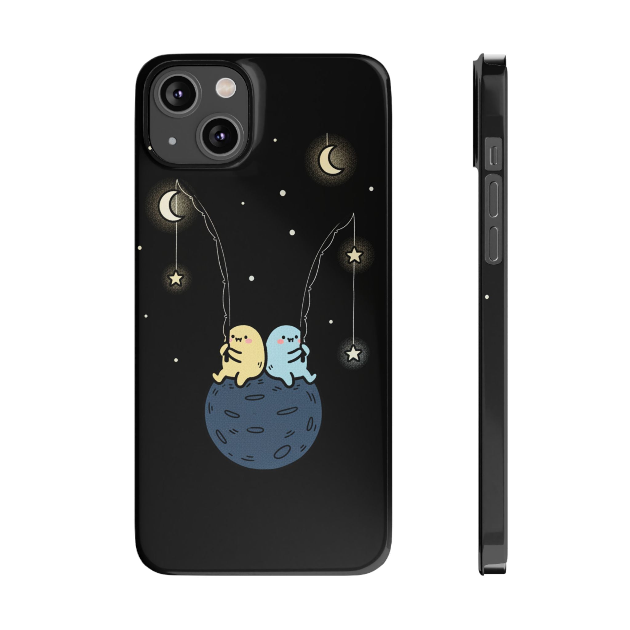 Moonlight Anglers: Whimsical Star Fishing Phone Case | Celestial Doodle Art Aesthetic