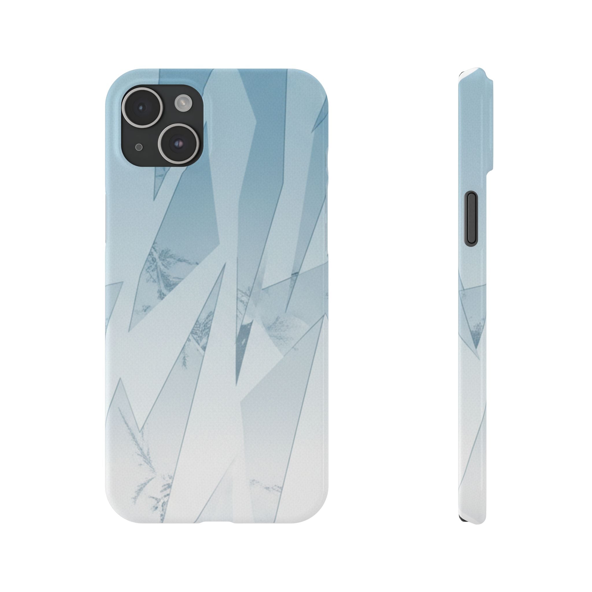 Icy Frost Minimalist Slim Phone Case — Frosted Glass Blue Gradient