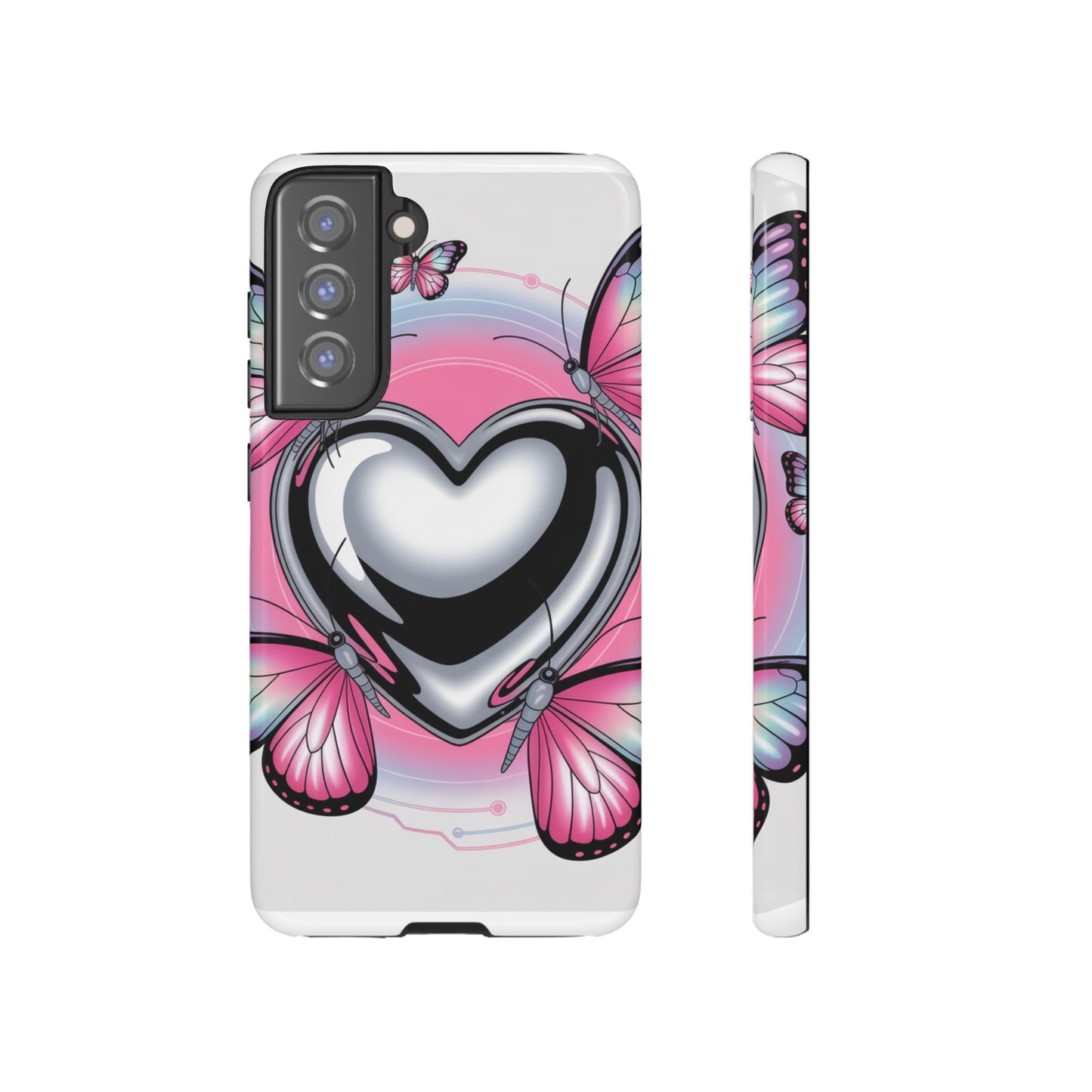 Phone Case - Y2K Aesthetic Chrome Hearts and Butterflies, Cybercore 2000s Vibe