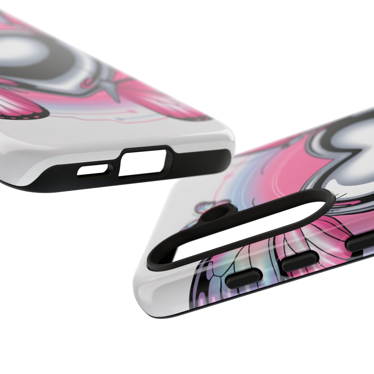 Phone Case - Y2K Aesthetic Chrome Hearts and Butterflies, Cybercore 2000s Vibe