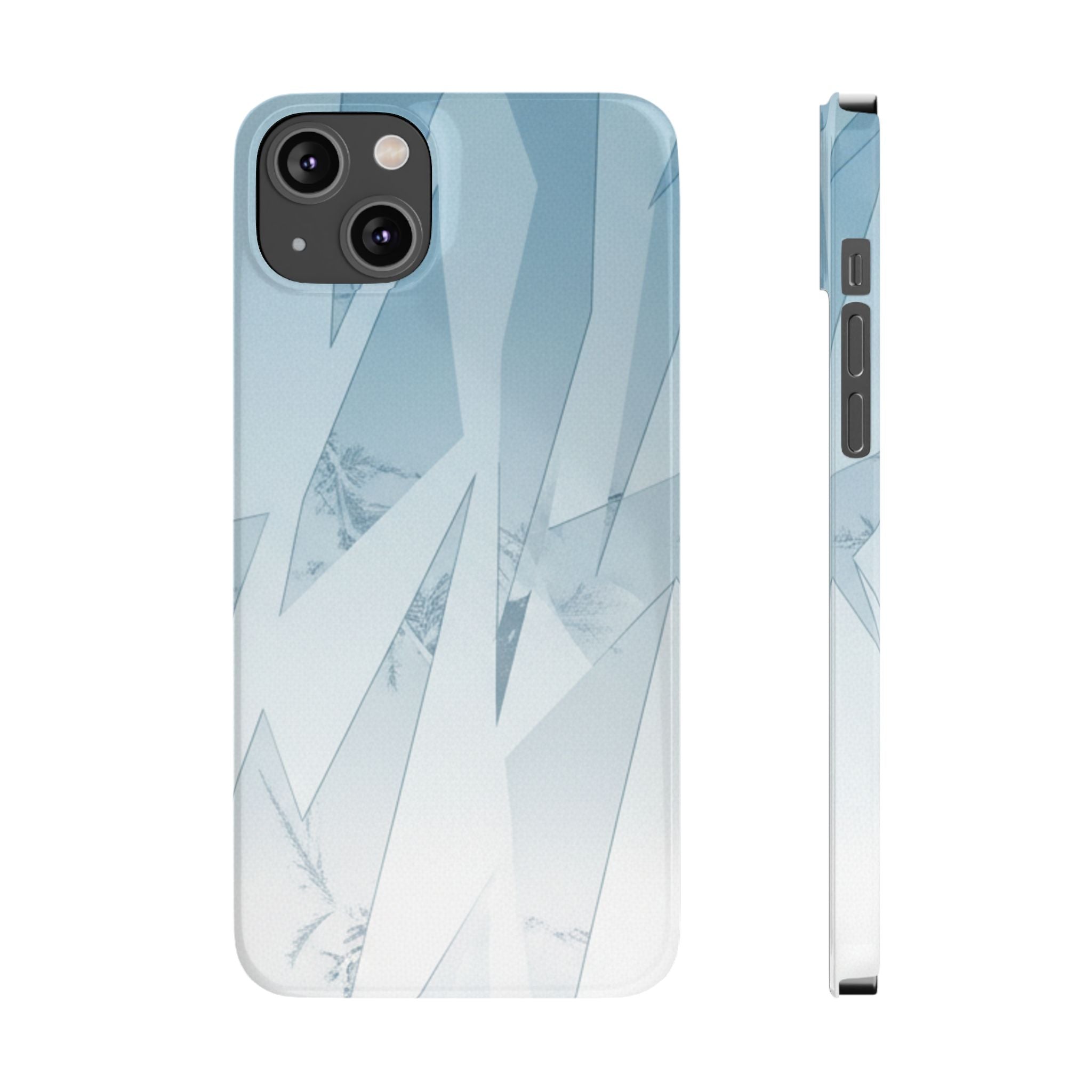 Icy Frost Minimalist Slim Phone Case — Frosted Glass Blue Gradient