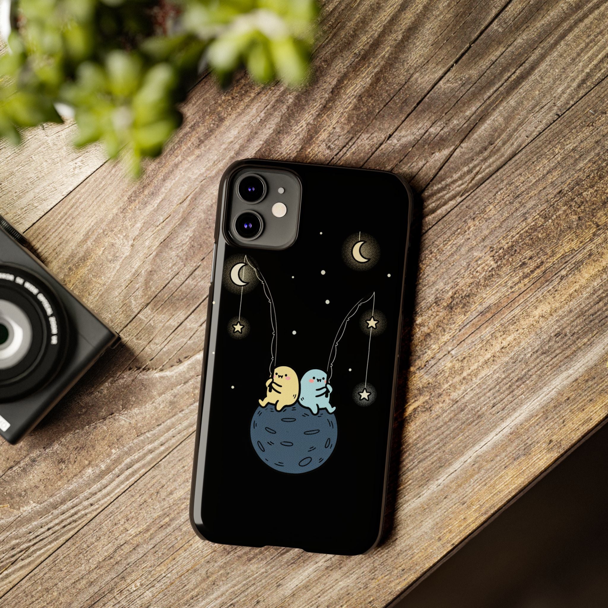 Moonlight Anglers: Whimsical Star Fishing Phone Case | Celestial Doodle Art Aesthetic