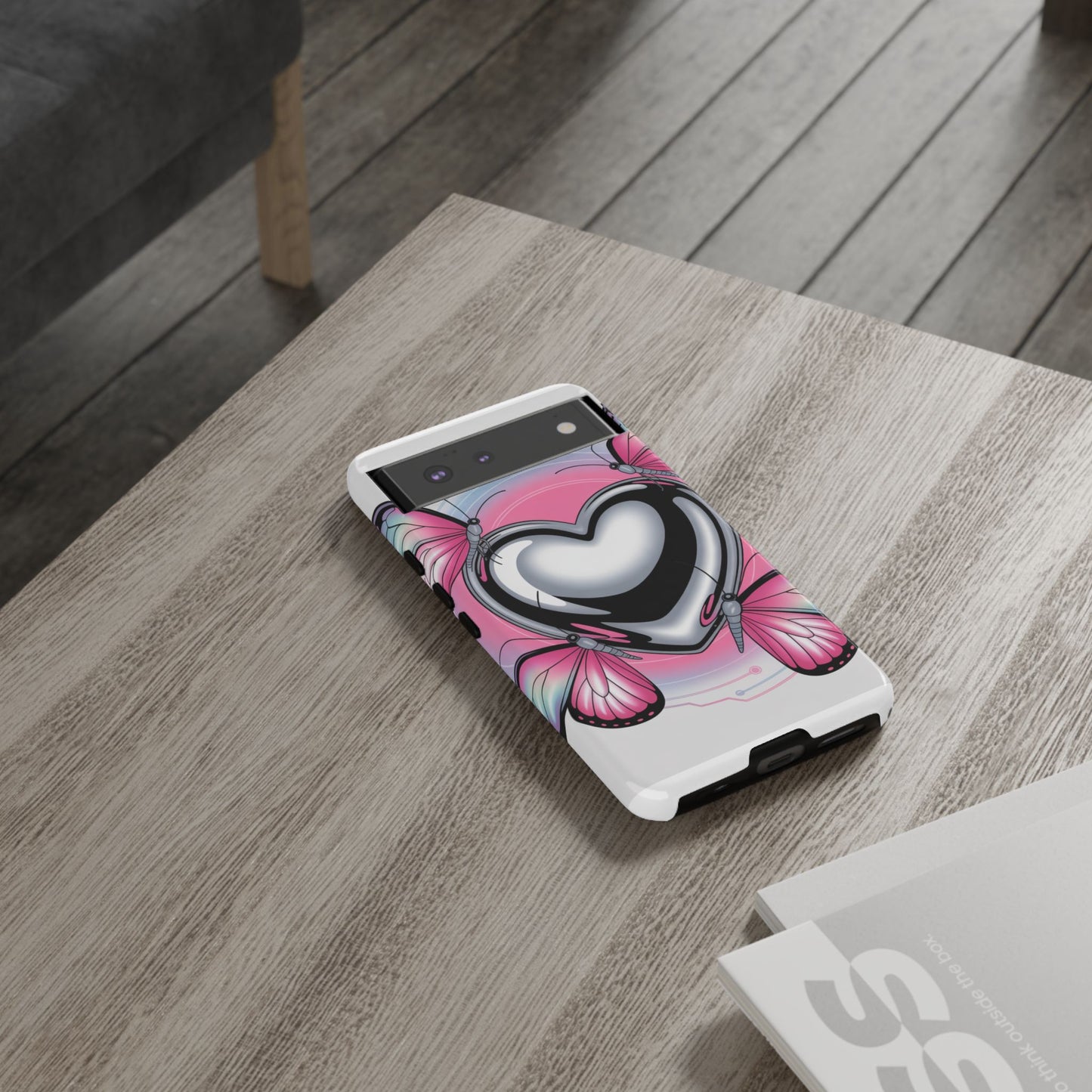 Phone Case - Y2K Aesthetic Chrome Hearts and Butterflies, Cybercore 2000s Vibe