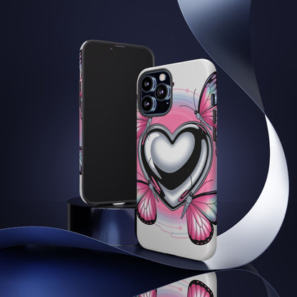 Phone Case - Y2K Aesthetic Chrome Hearts and Butterflies, Cybercore 2000s Vibe