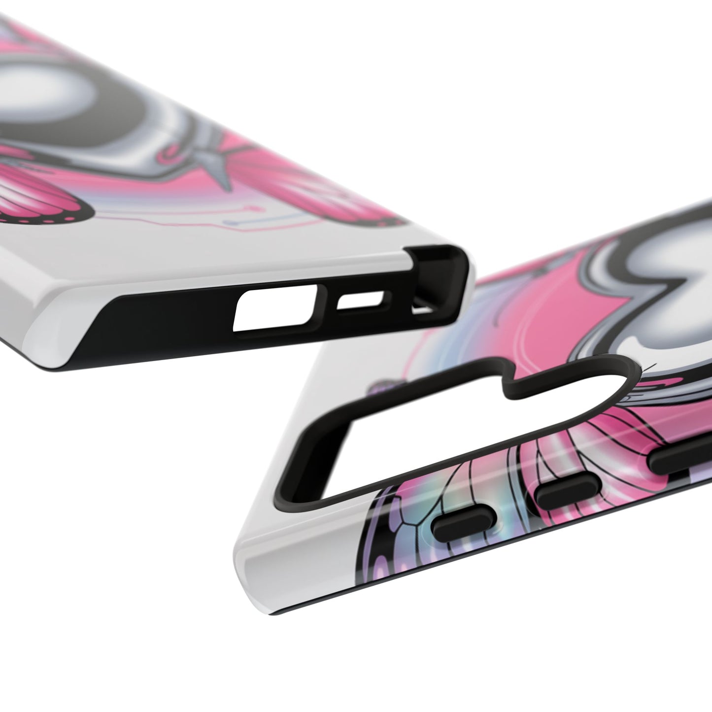 Phone Case - Y2K Aesthetic Chrome Hearts and Butterflies, Cybercore 2000s Vibe