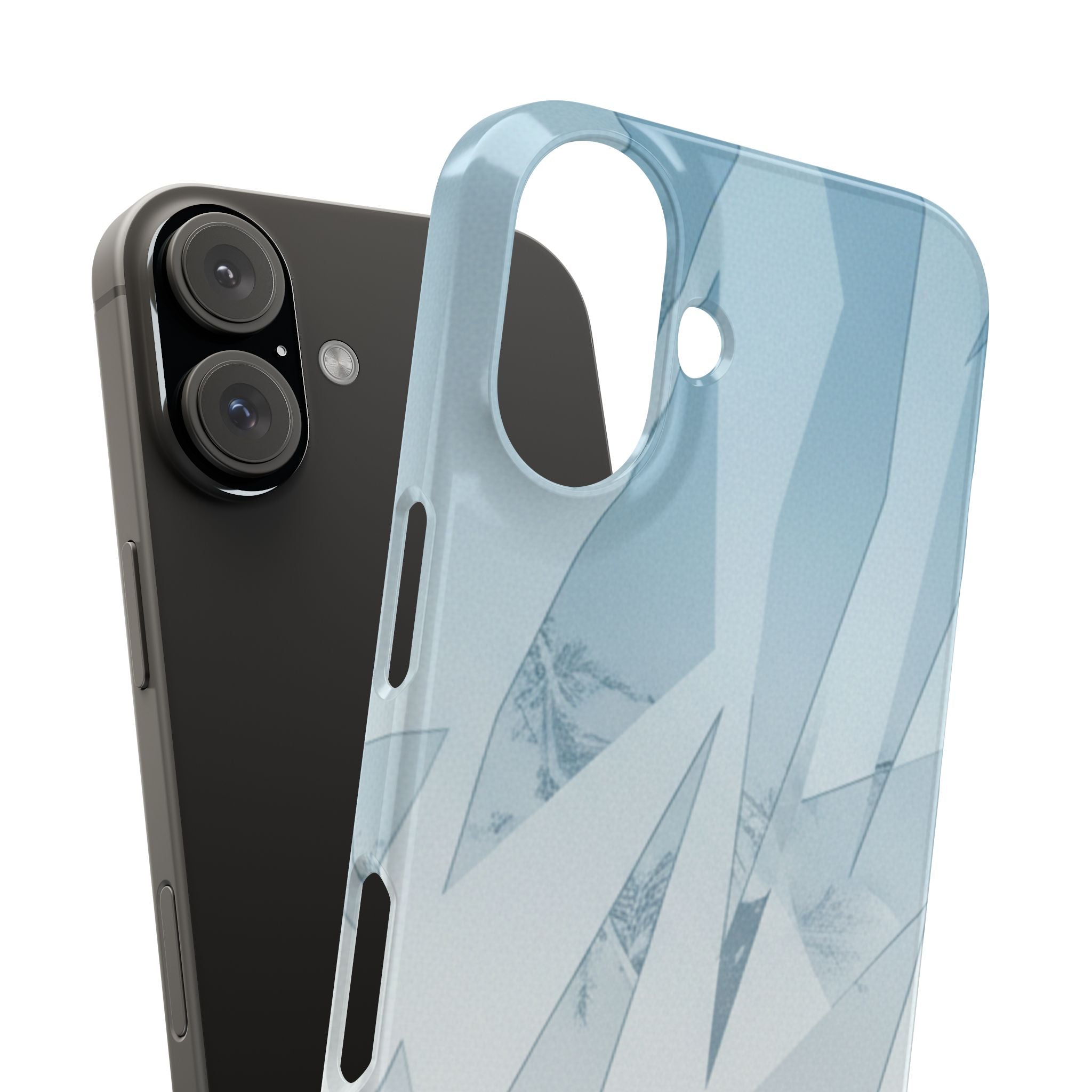 Icy Frost Minimalist Slim Phone Case — Frosted Glass Blue Gradient