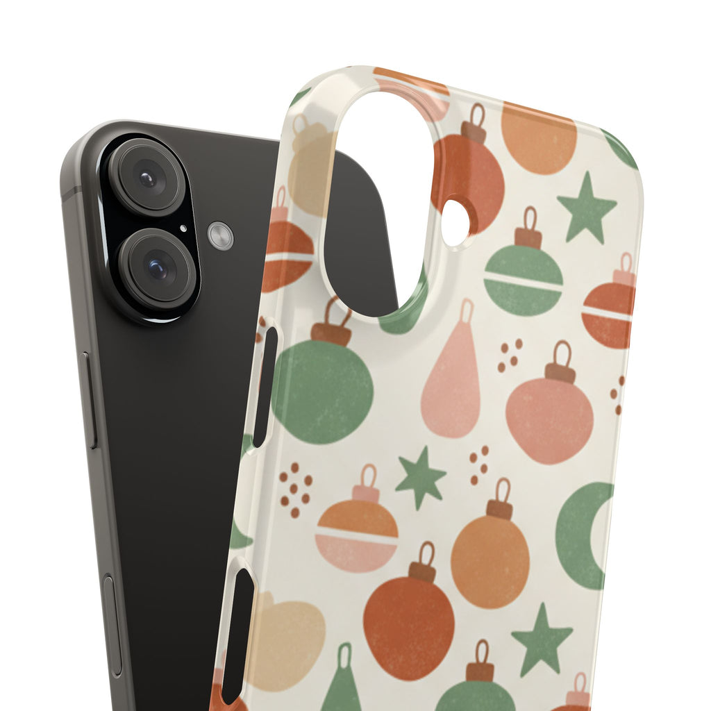 Holiday Ornament Pattern Slim Phone Case — Retro Christmas Baubles Design