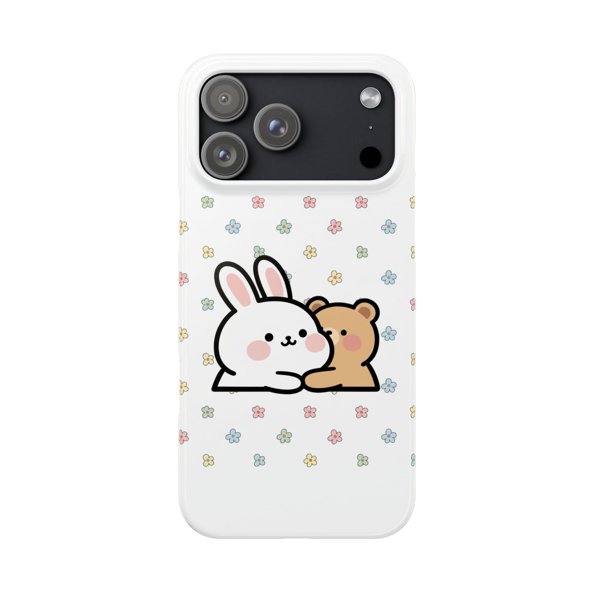 Bunny & Bear Besties: Kawaii Minimalist Doodle Phone Case | Soft Aesthetic Japanese Art Tech Accessory