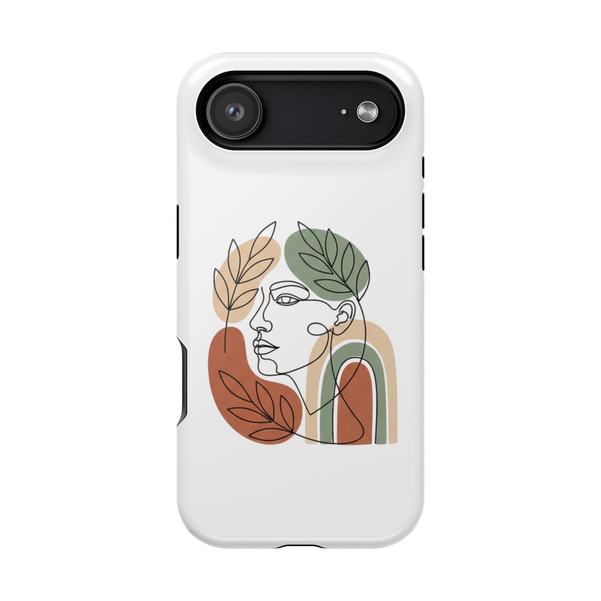 Boho Line-Face Phone Case — Terracotta Sage Minimalist Matte