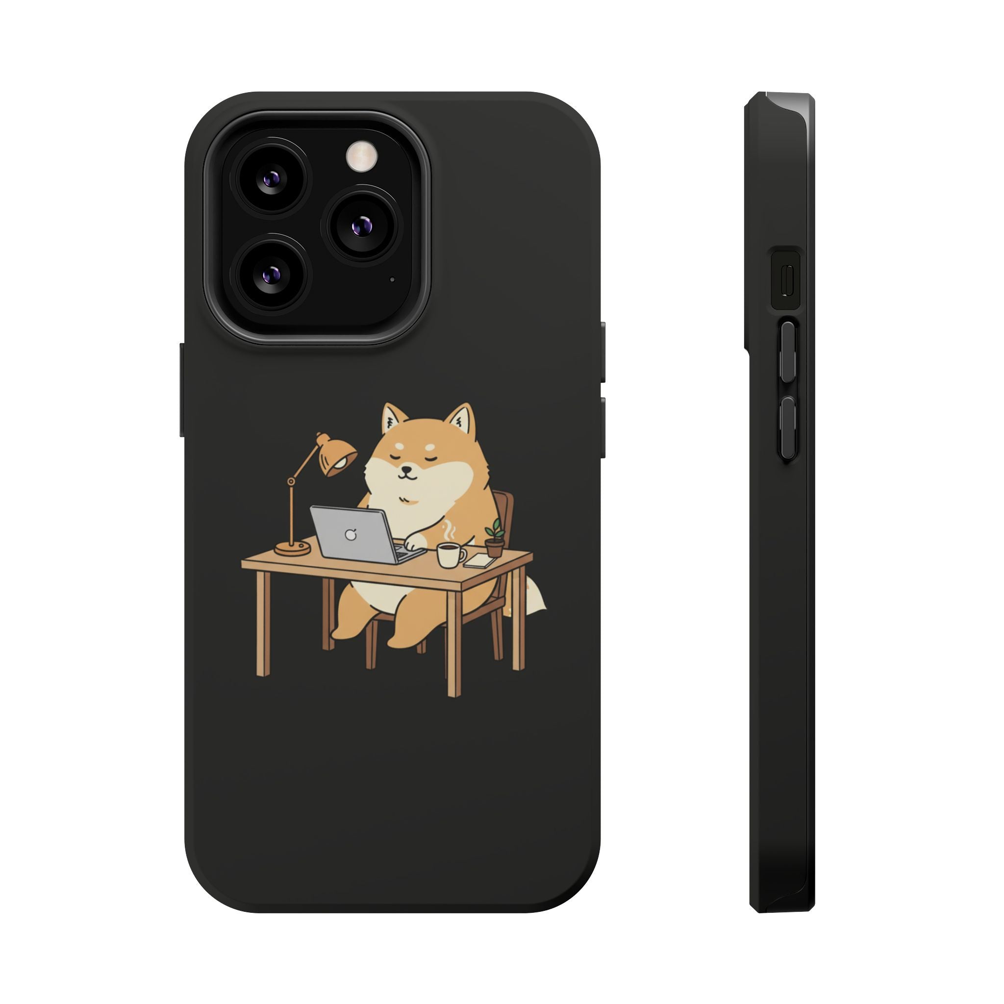 Magnetic Impact-Resistant Phone Case — Cozy Desk Animal Illustration