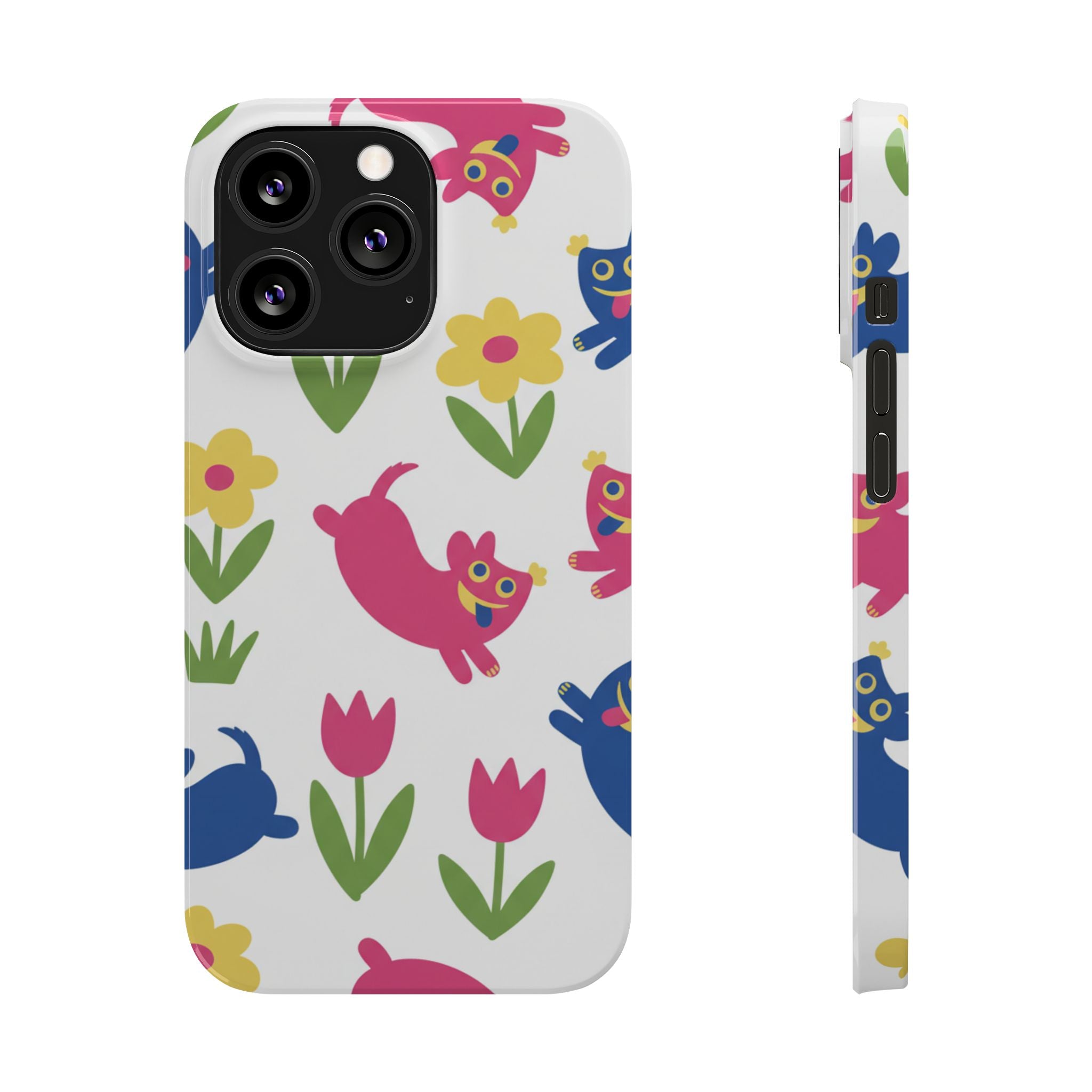 The Joyful Garden: Chunky Sausage Dog & Giant Bloom Phone Case | Modern Naive Art Edition
