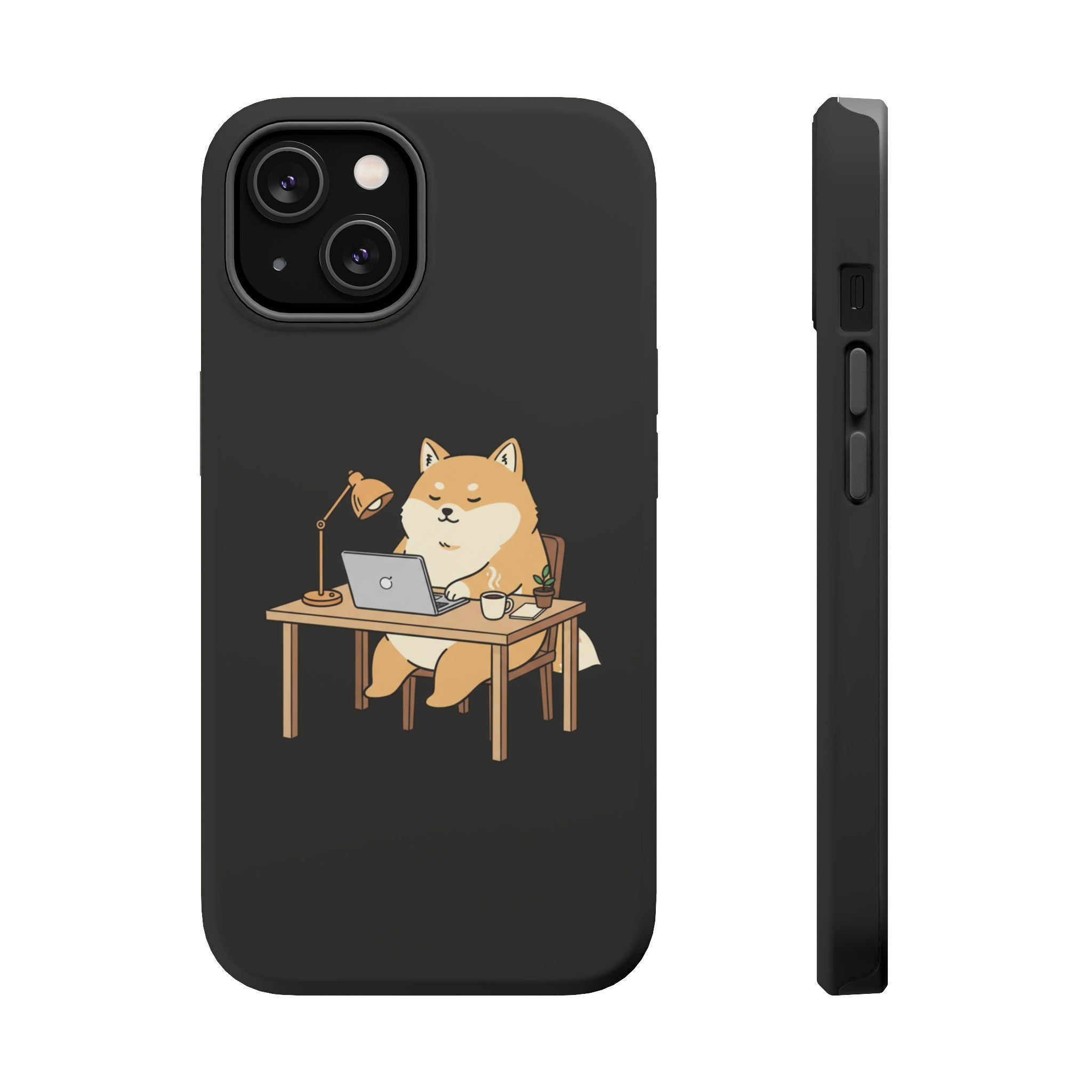 Magnetic Impact-Resistant Phone Case — Cozy Desk Animal Illustration