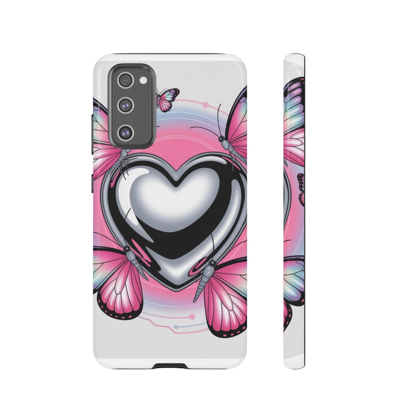 Phone Case - Y2K Aesthetic Chrome Hearts and Butterflies, Cybercore 2000s Vibe