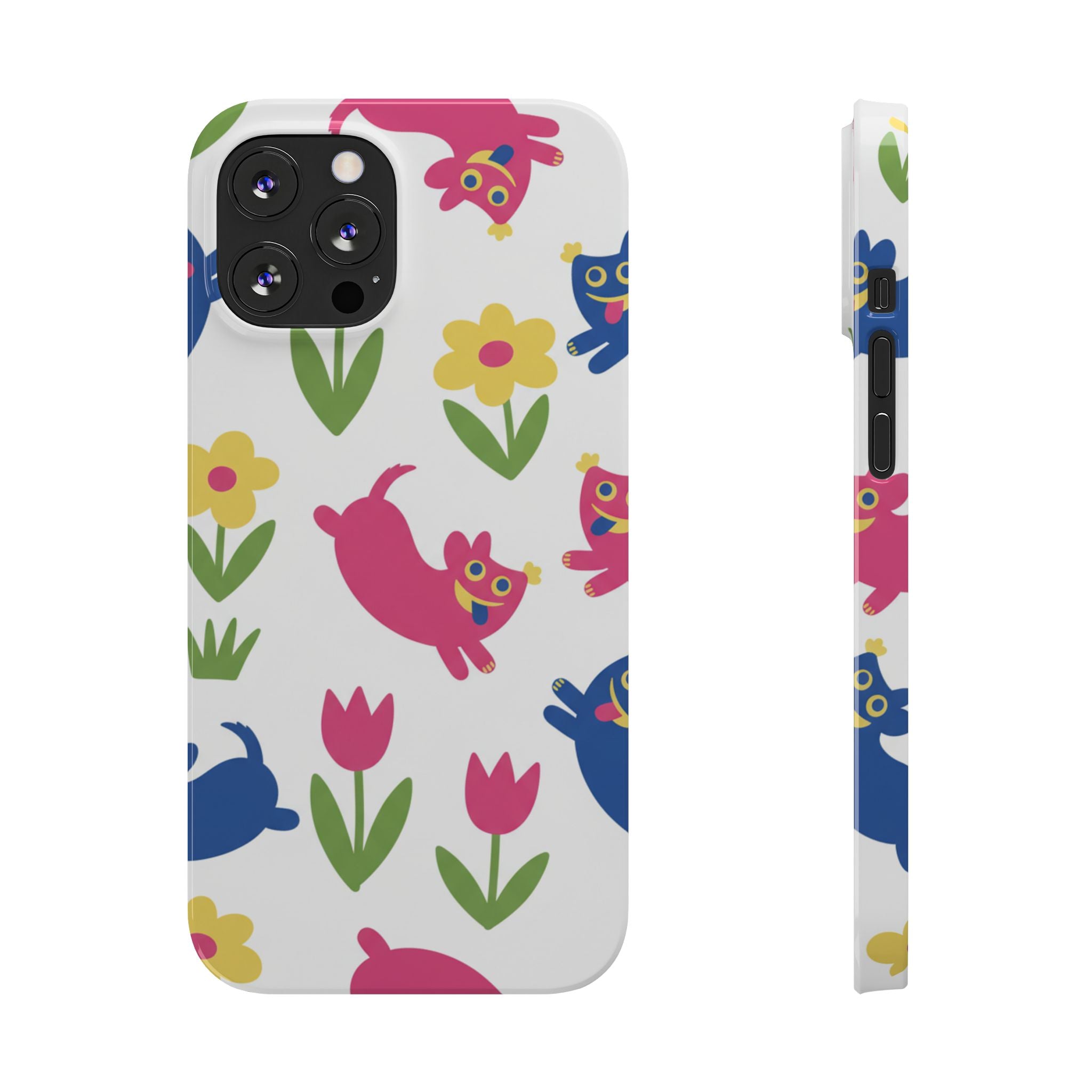 The Joyful Garden: Chunky Sausage Dog & Giant Bloom Phone Case | Modern Naive Art Edition