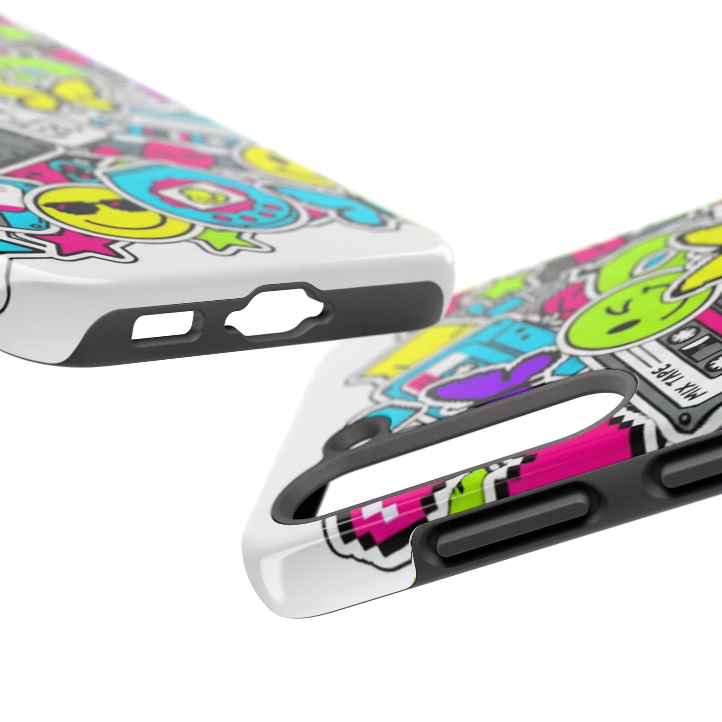 1990s 2000s Sticker Collage Tough Phone Case | Retro Tamagotchi Pixel Art Nostalgia