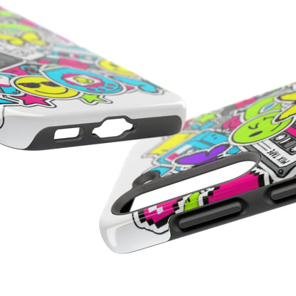 1990s 2000s Sticker Collage Tough Phone Case | Retro Tamagotchi Pixel Art Nostalgia