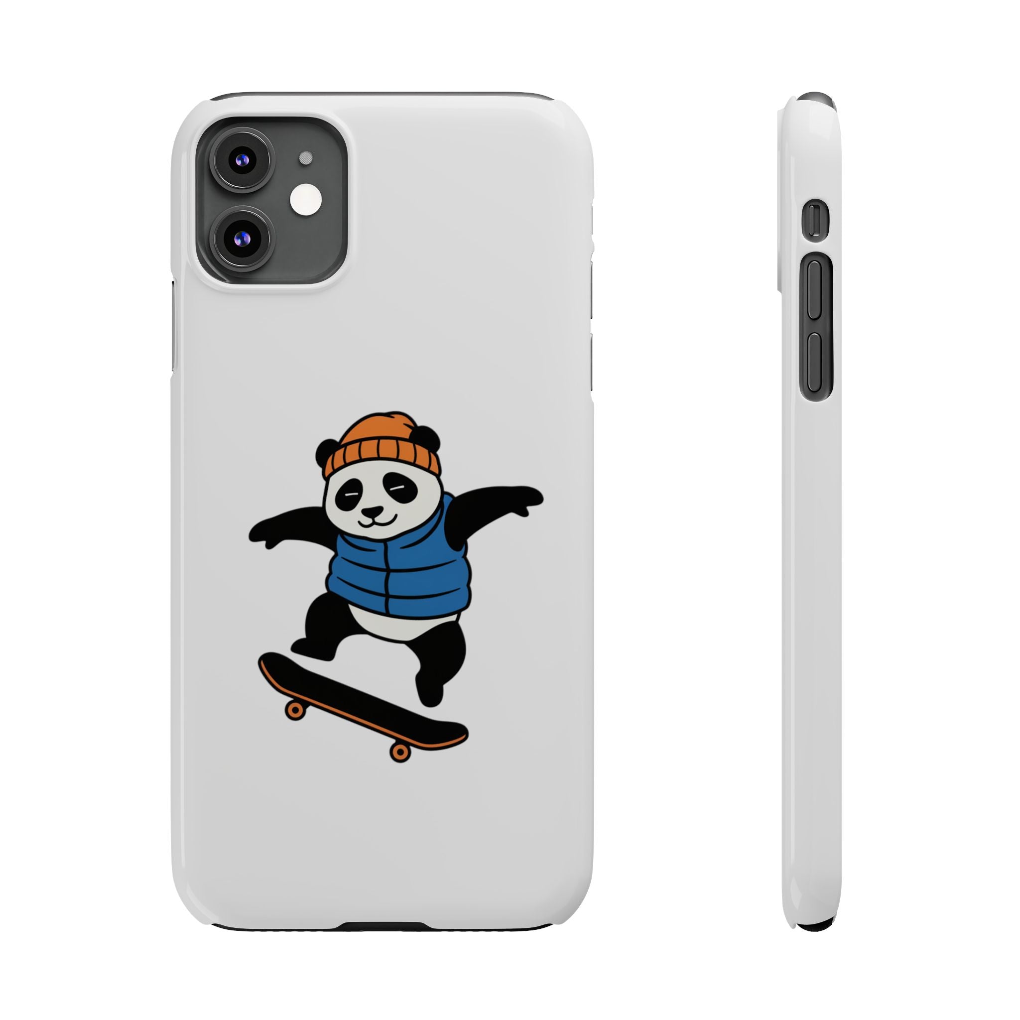 Streetwise Panda: Minimalist Skater Kickflip Graphic Case | Urban Streetwear Cartoon Collection