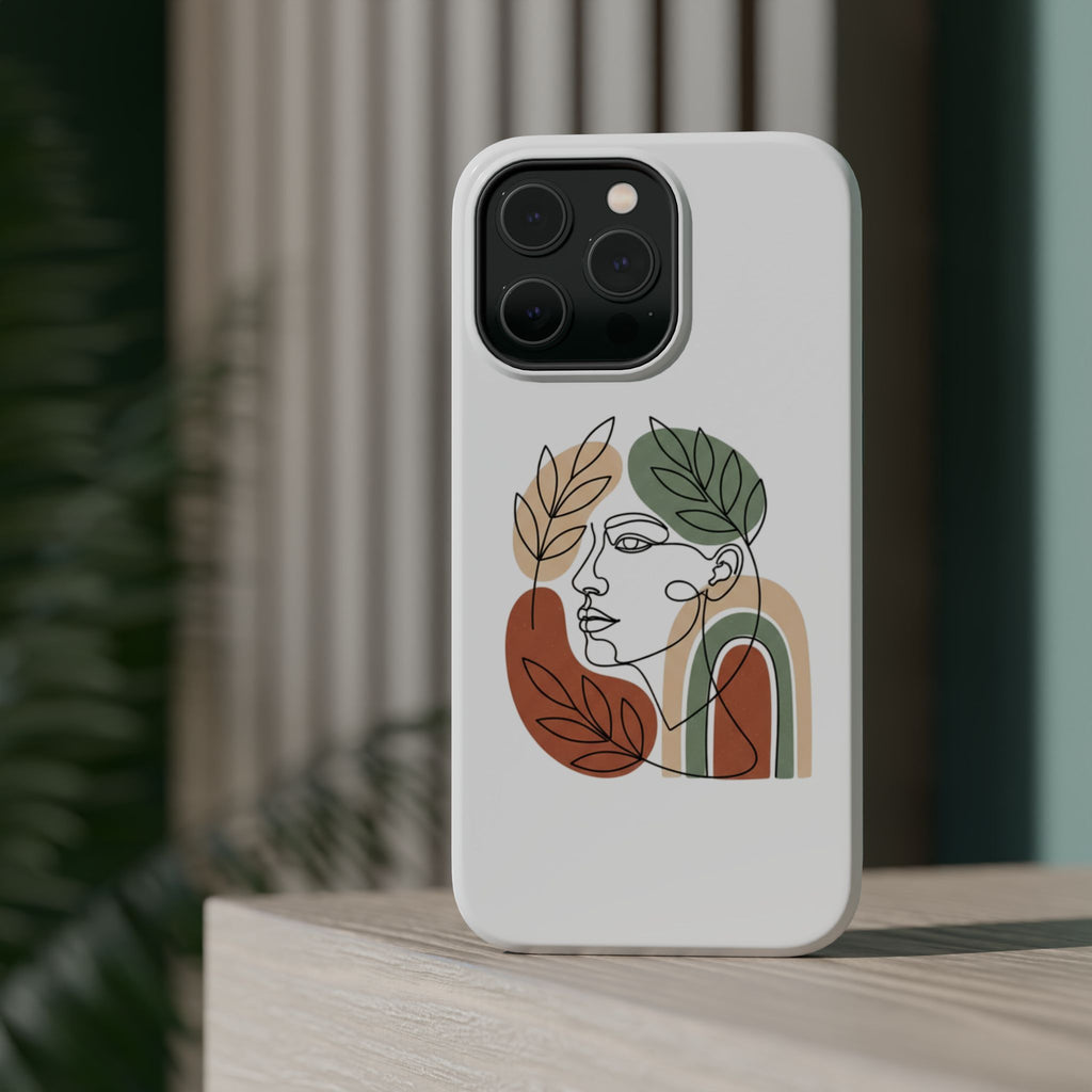Boho Line-Face Phone Case — Terracotta Sage Minimalist Matte