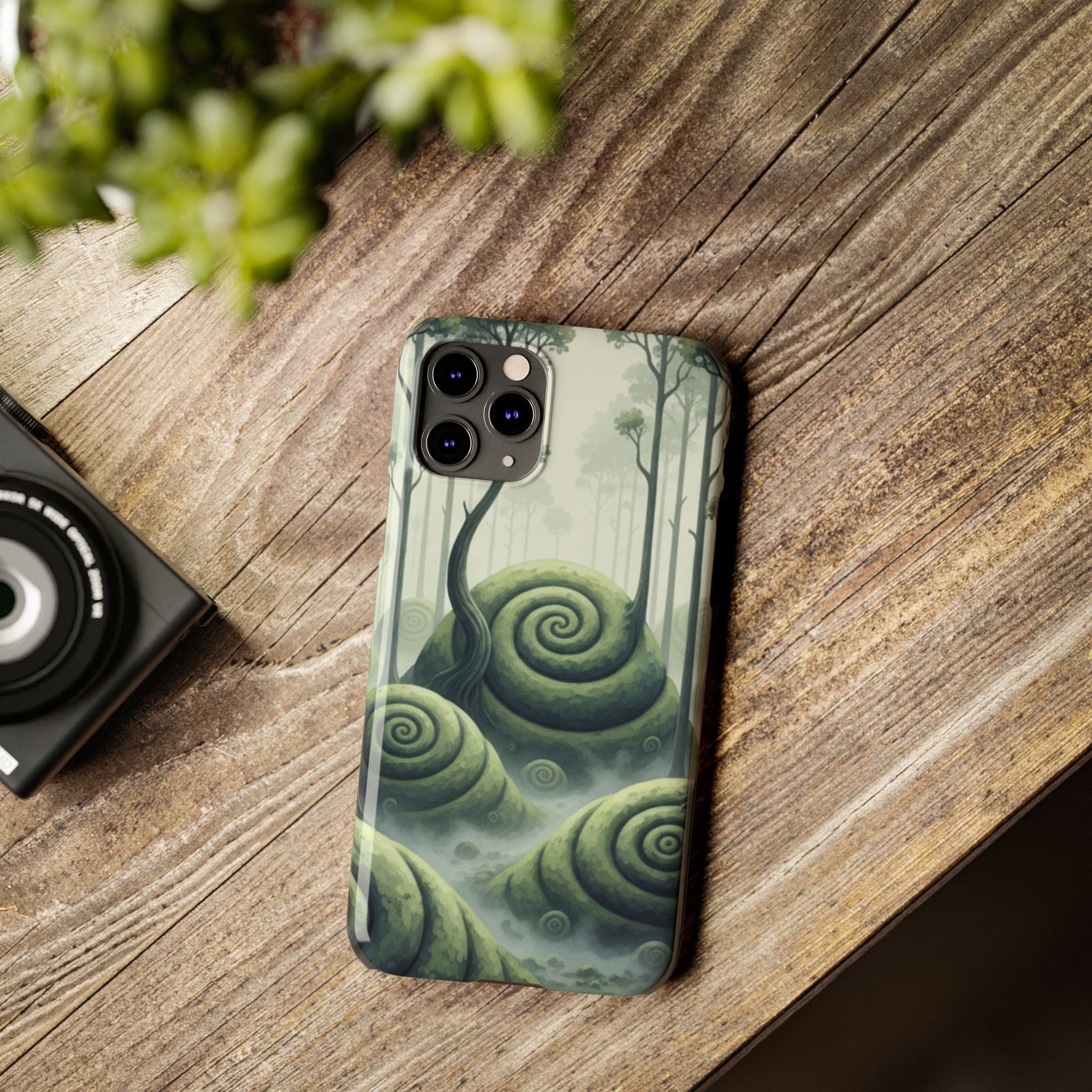Mystical Forest Slim Phone Case — Dreamy Studio Ghibli‑Style Foggy Hills