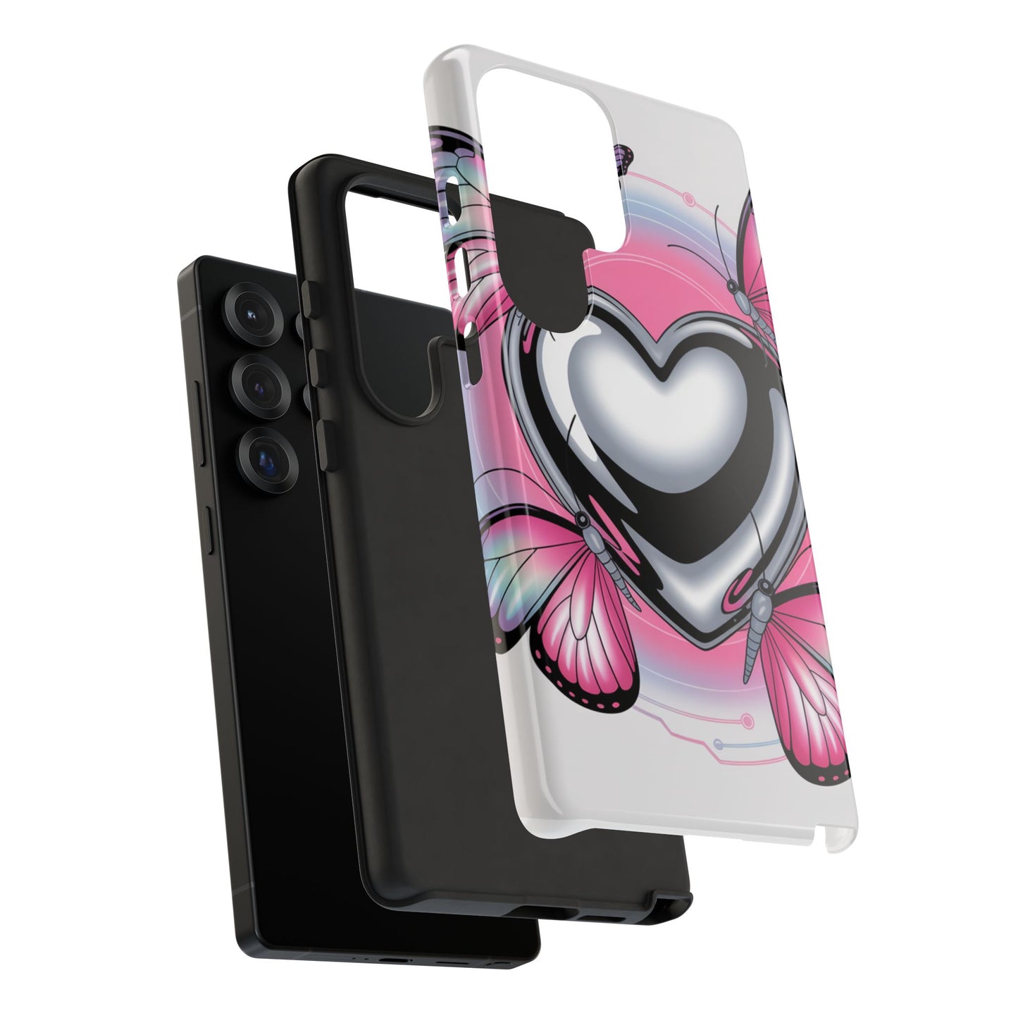 Phone Case - Y2K Aesthetic Chrome Hearts and Butterflies, Cybercore 2000s Vibe