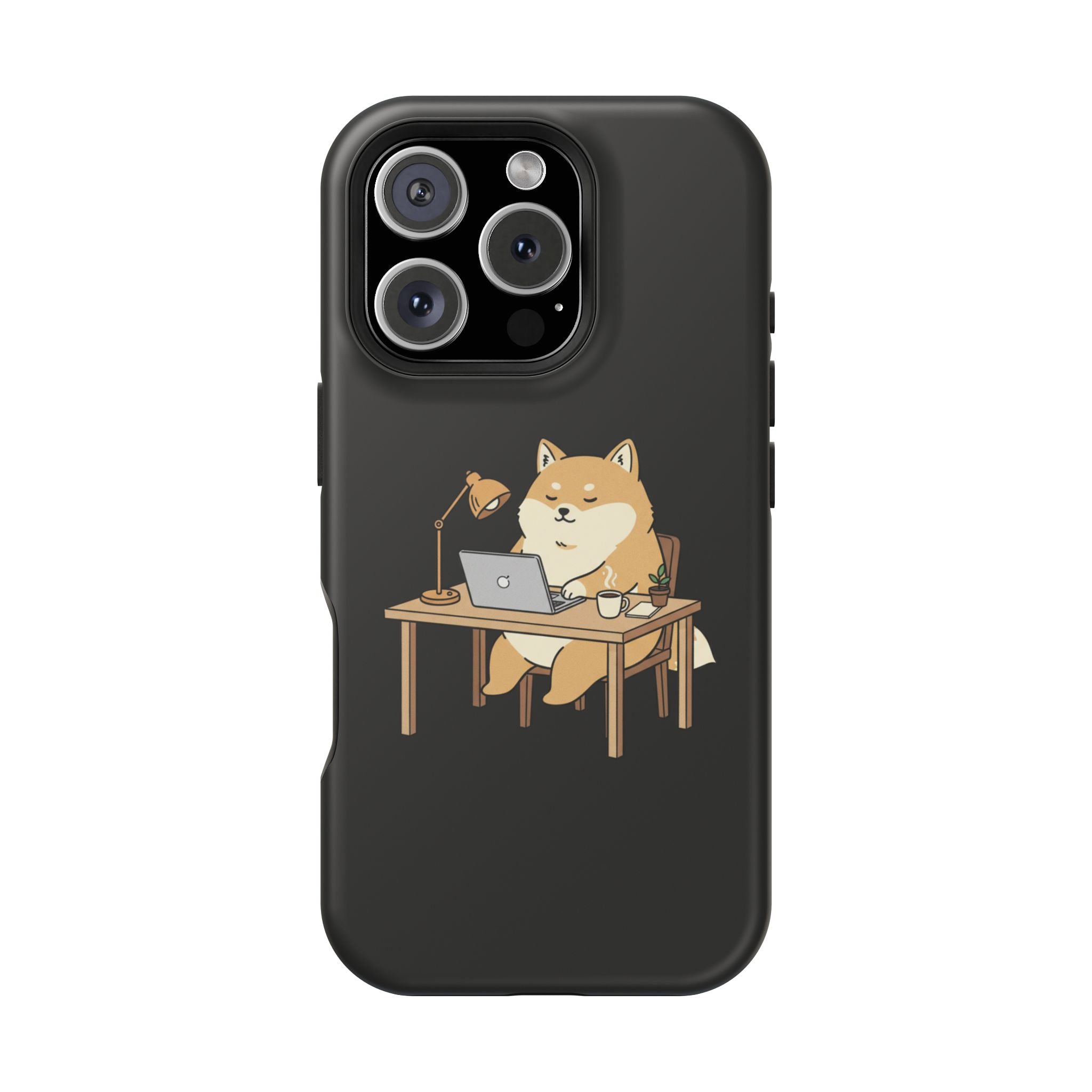 Magnetic Impact-Resistant Phone Case — Cozy Desk Animal Illustration