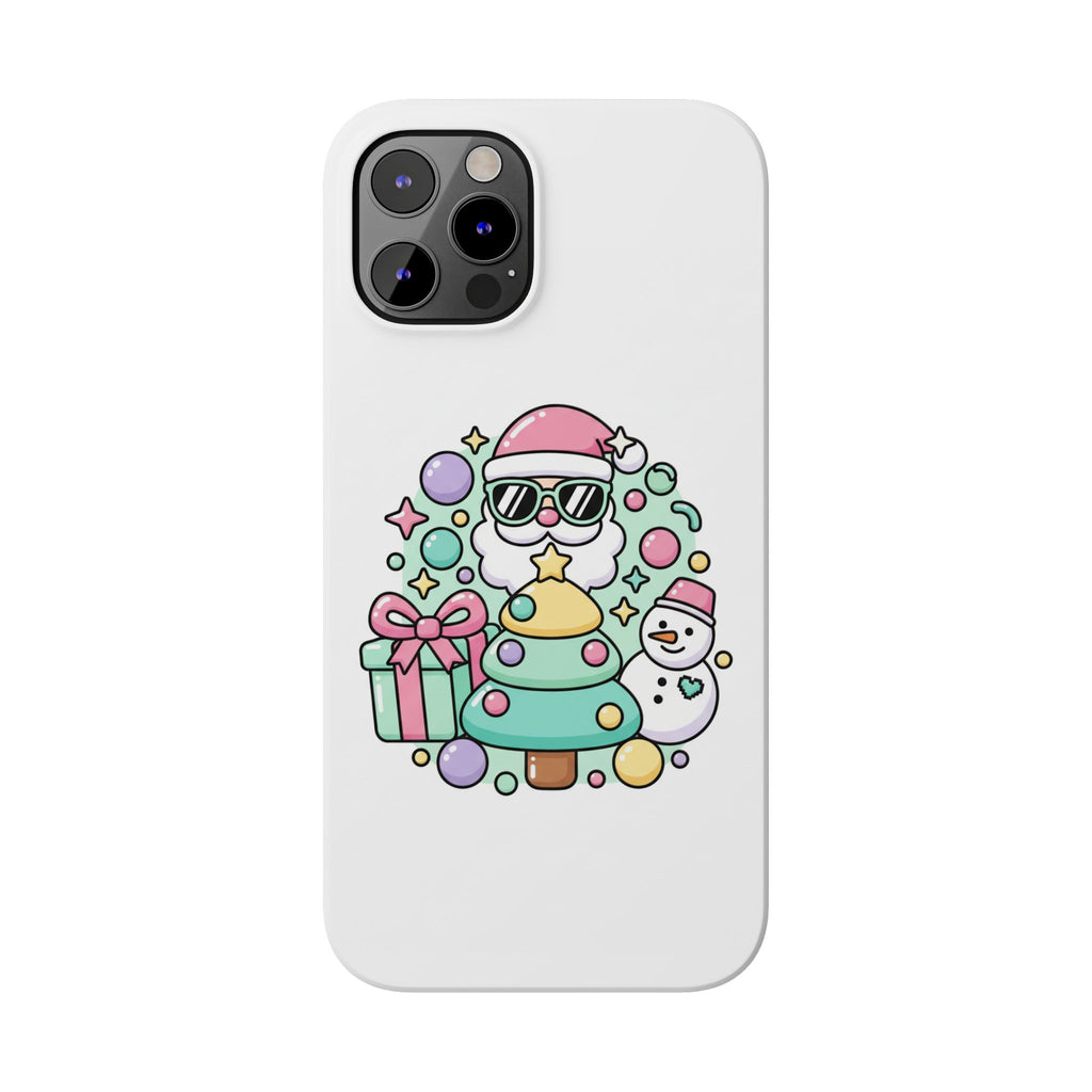 Y2K-Inspired Christmas Phone Case — Playful Bubble Icons & Stars