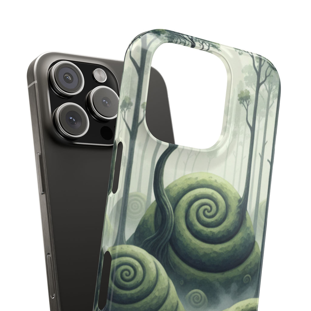 Mystical Forest Slim Phone Case — Dreamy Studio Ghibli‑Style Foggy Hills