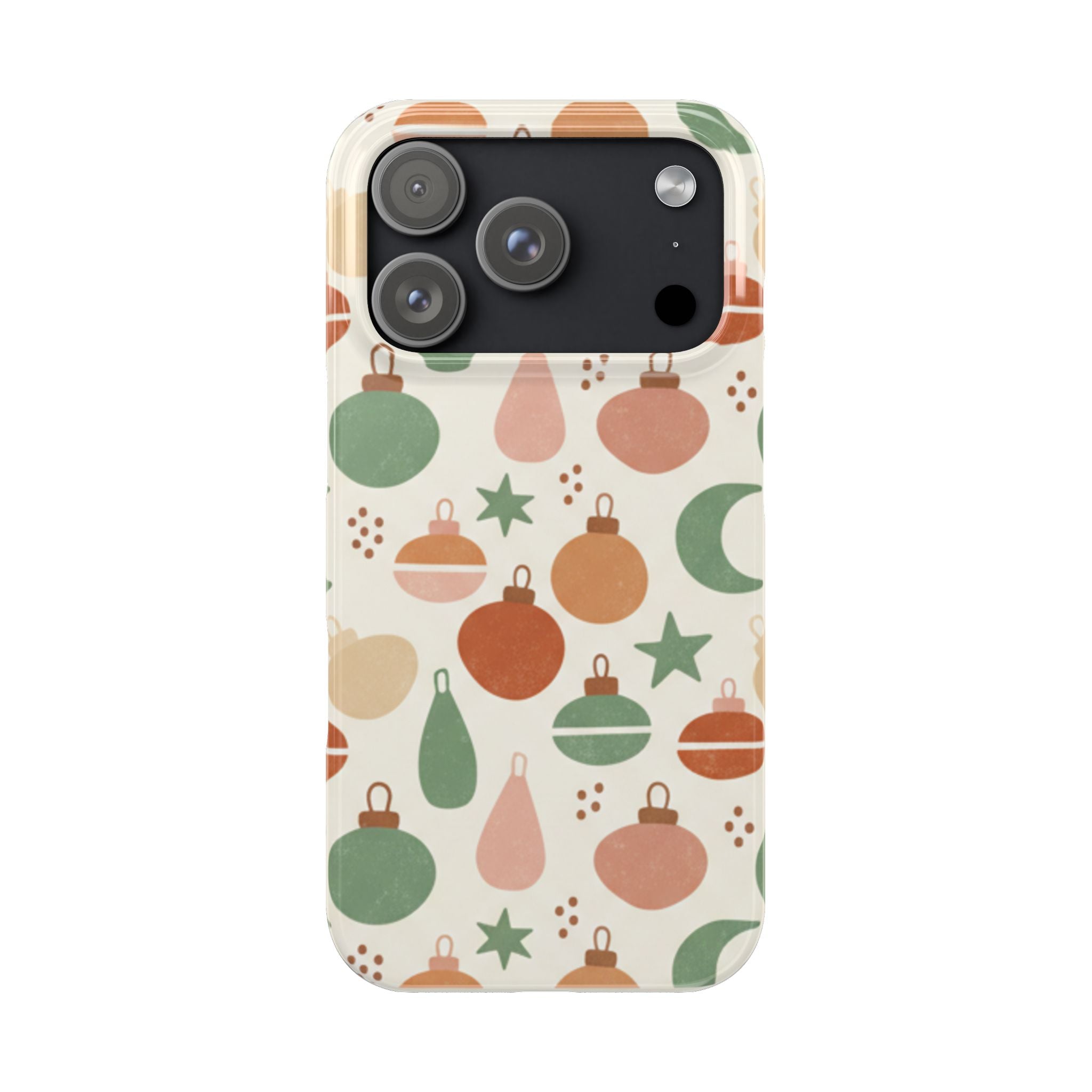 Holiday Ornament Pattern Slim Phone Case — Retro Christmas Baubles Design