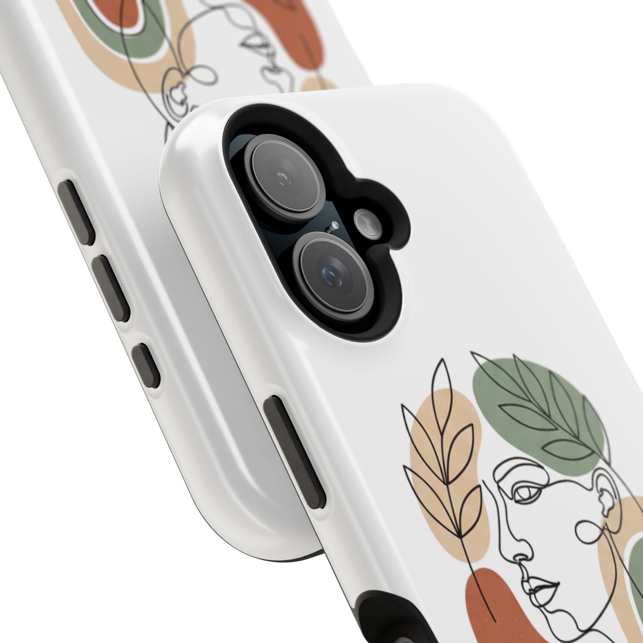 Boho Line-Face Phone Case — Terracotta Sage Minimalist Matte