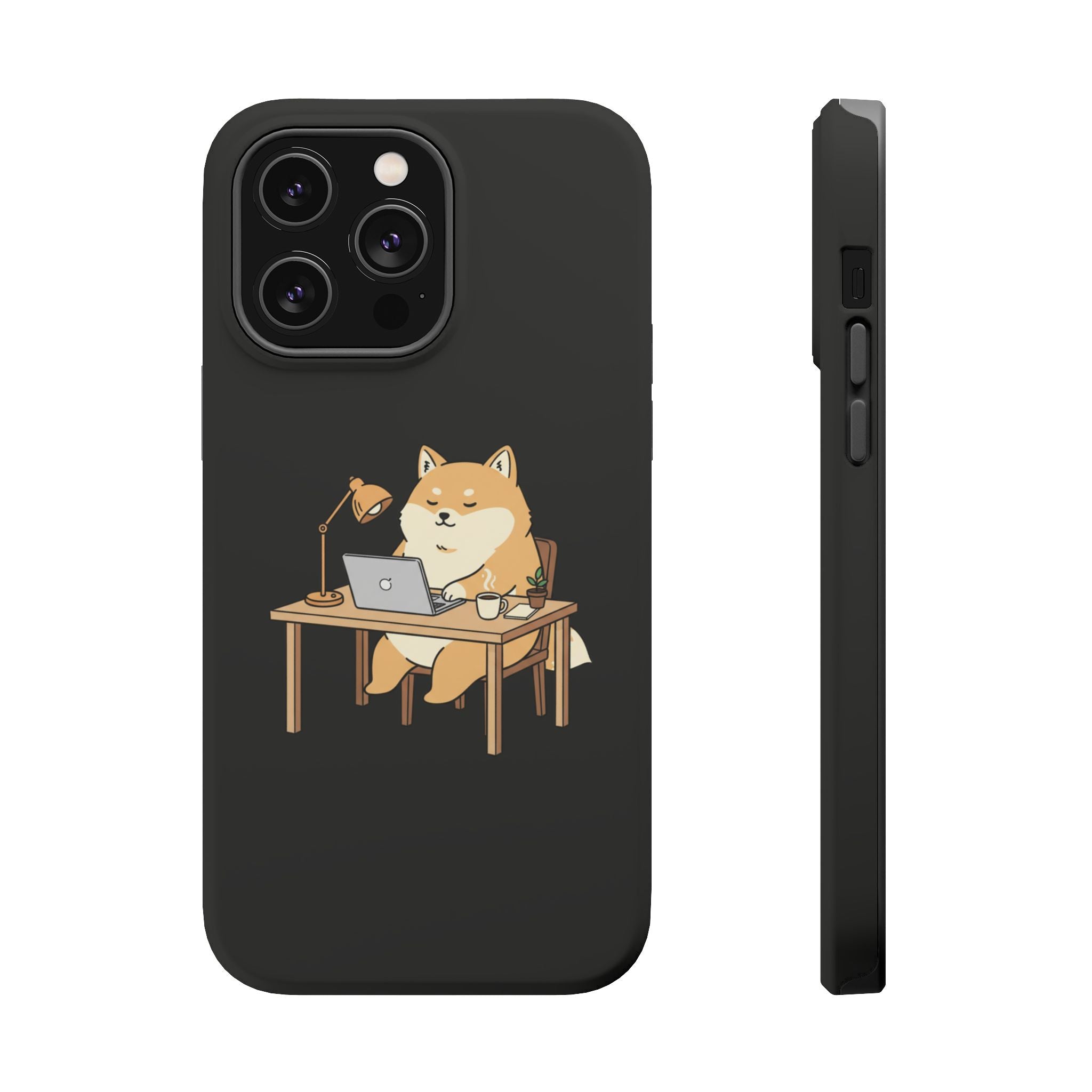Magnetic Impact-Resistant Phone Case — Cozy Desk Animal Illustration