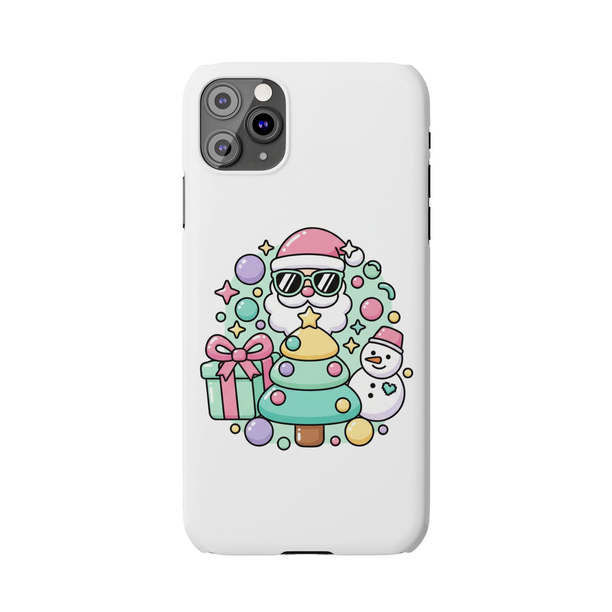 Y2K-Inspired Christmas Phone Case — Playful Bubble Icons & Stars