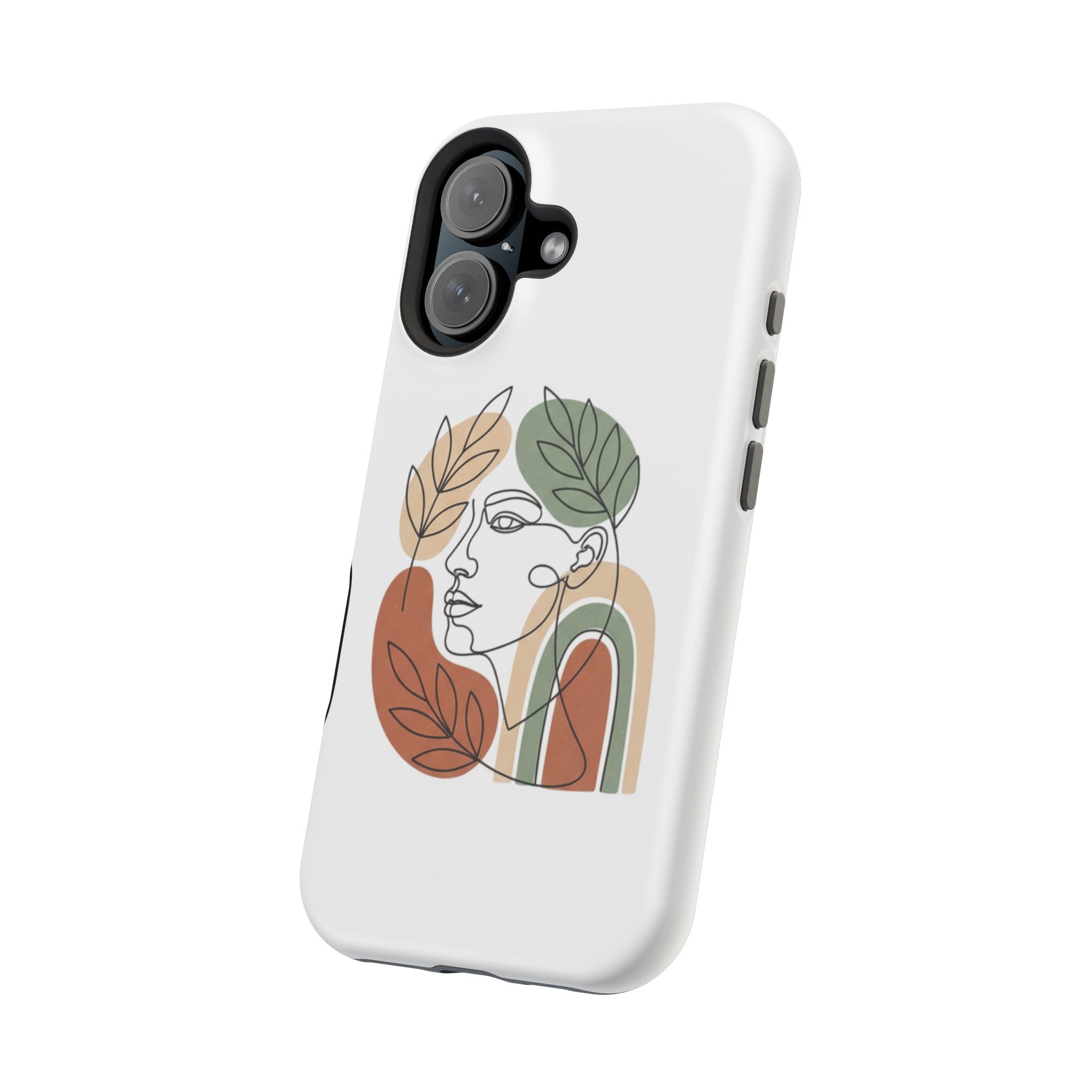 Boho Line-Face Phone Case — Terracotta Sage Minimalist Matte