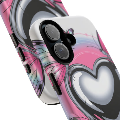 Phone Case - Y2K Aesthetic Chrome Hearts and Butterflies, Cybercore 2000s Vibe