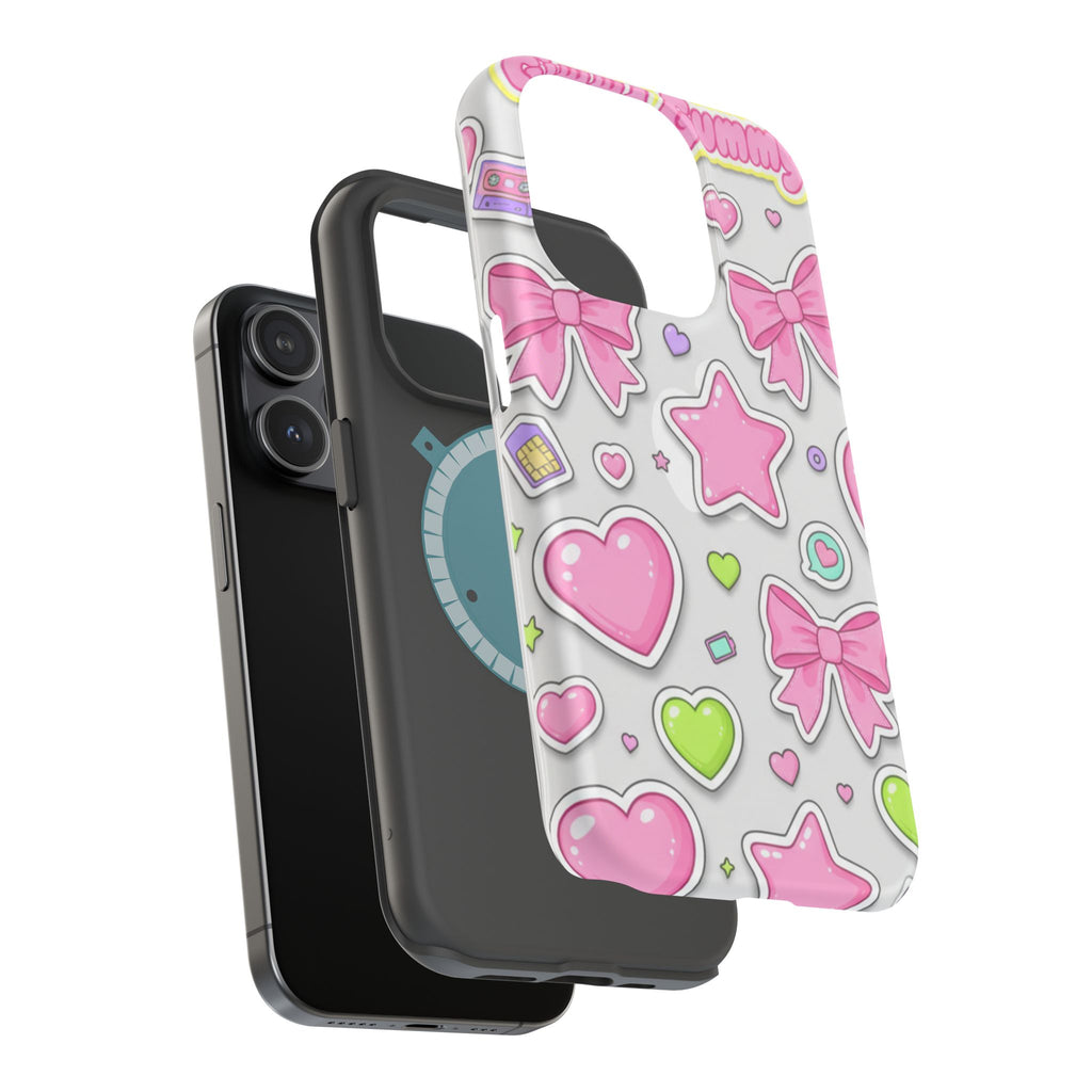Gimme Gummy Pastel Phone Case — Pink Bows & Lime Hearts Y2K Design
