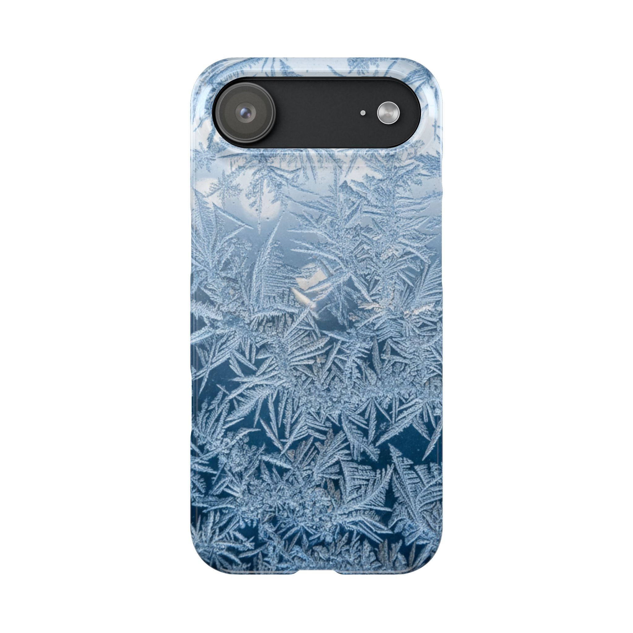Frosted Window Macro Slim Phone Case — Blue Silver Ice Crystal Texture