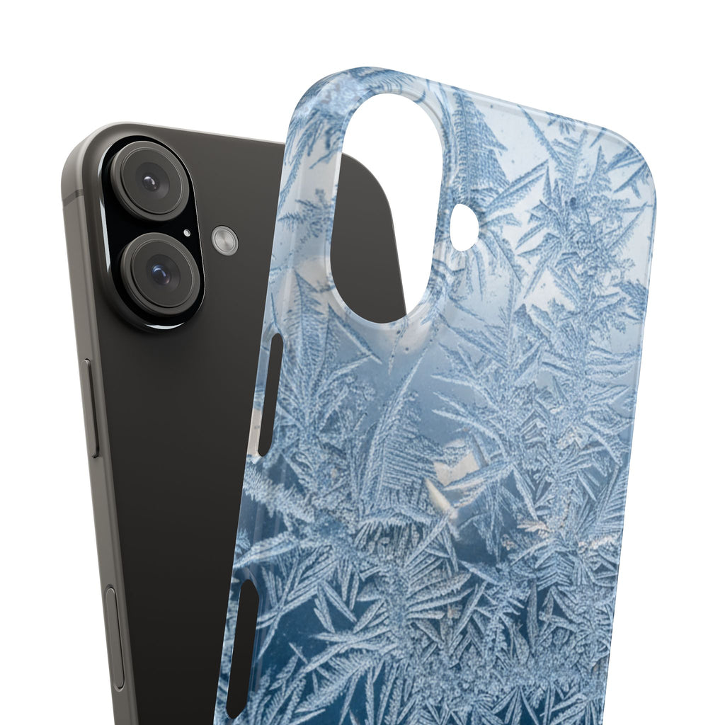 Frosted Window Macro Slim Phone Case — Blue Silver Ice Crystal Texture