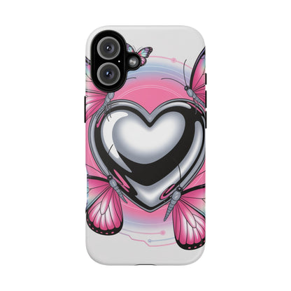 Phone Case - Y2K Aesthetic Chrome Hearts and Butterflies, Cybercore 2000s Vibe