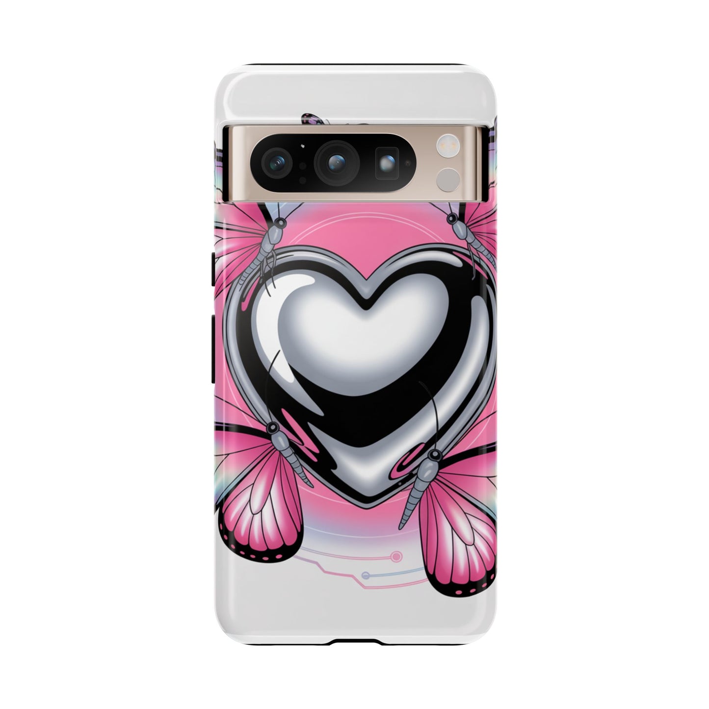 Phone Case - Y2K Aesthetic Chrome Hearts and Butterflies, Cybercore 2000s Vibe