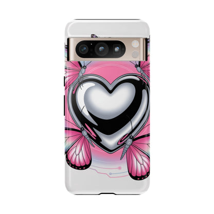 Phone Case - Y2K Aesthetic Chrome Hearts and Butterflies, Cybercore 2000s Vibe