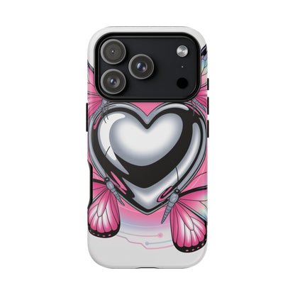 Phone Case - Y2K Aesthetic Chrome Hearts and Butterflies, Cybercore 2000s Vibe