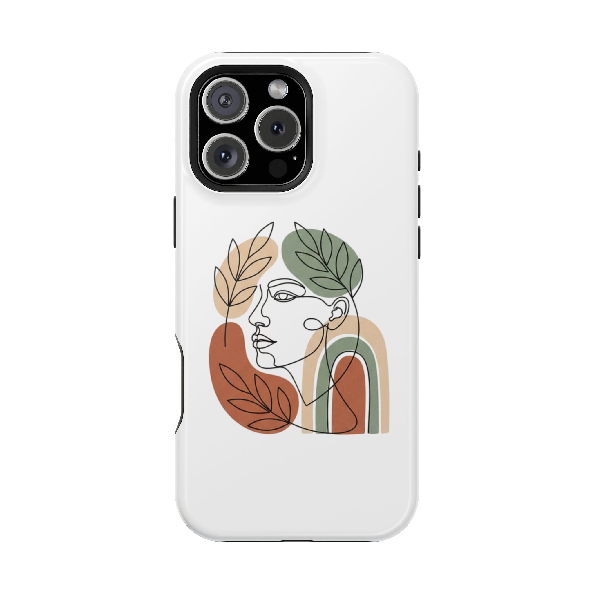Boho Line-Face Phone Case — Terracotta Sage Minimalist Matte