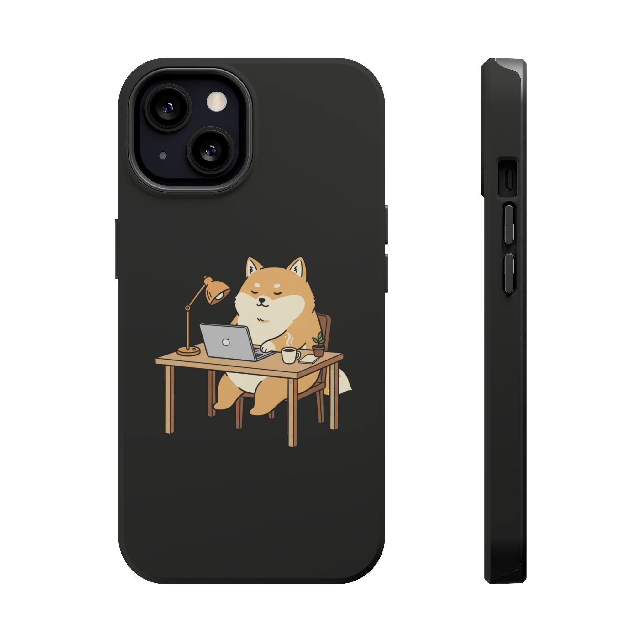 Magnetic Impact-Resistant Phone Case — Cozy Desk Animal Illustration