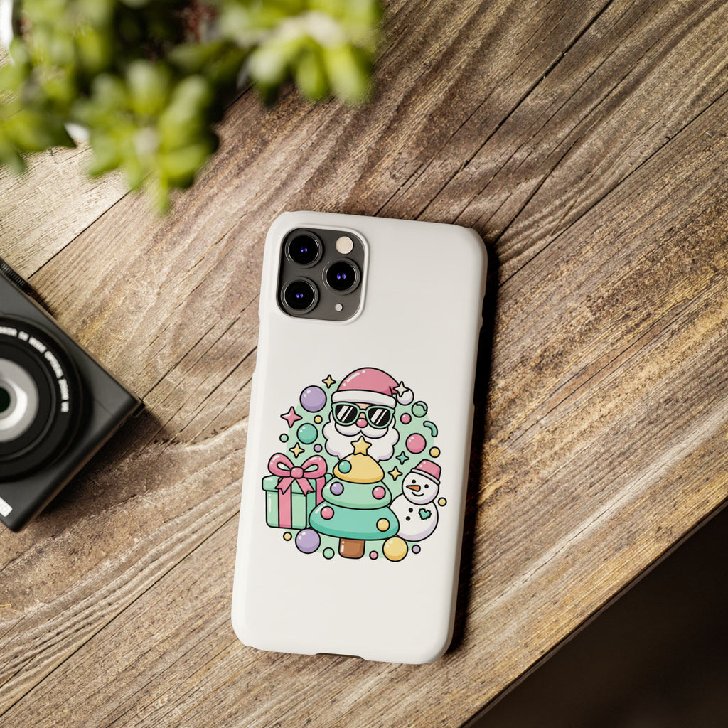 Y2K-Inspired Christmas Phone Case — Playful Bubble Icons & Stars