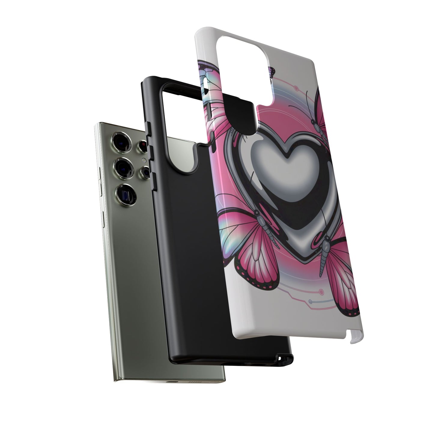 Phone Case - Y2K Aesthetic Chrome Hearts and Butterflies, Cybercore 2000s Vibe