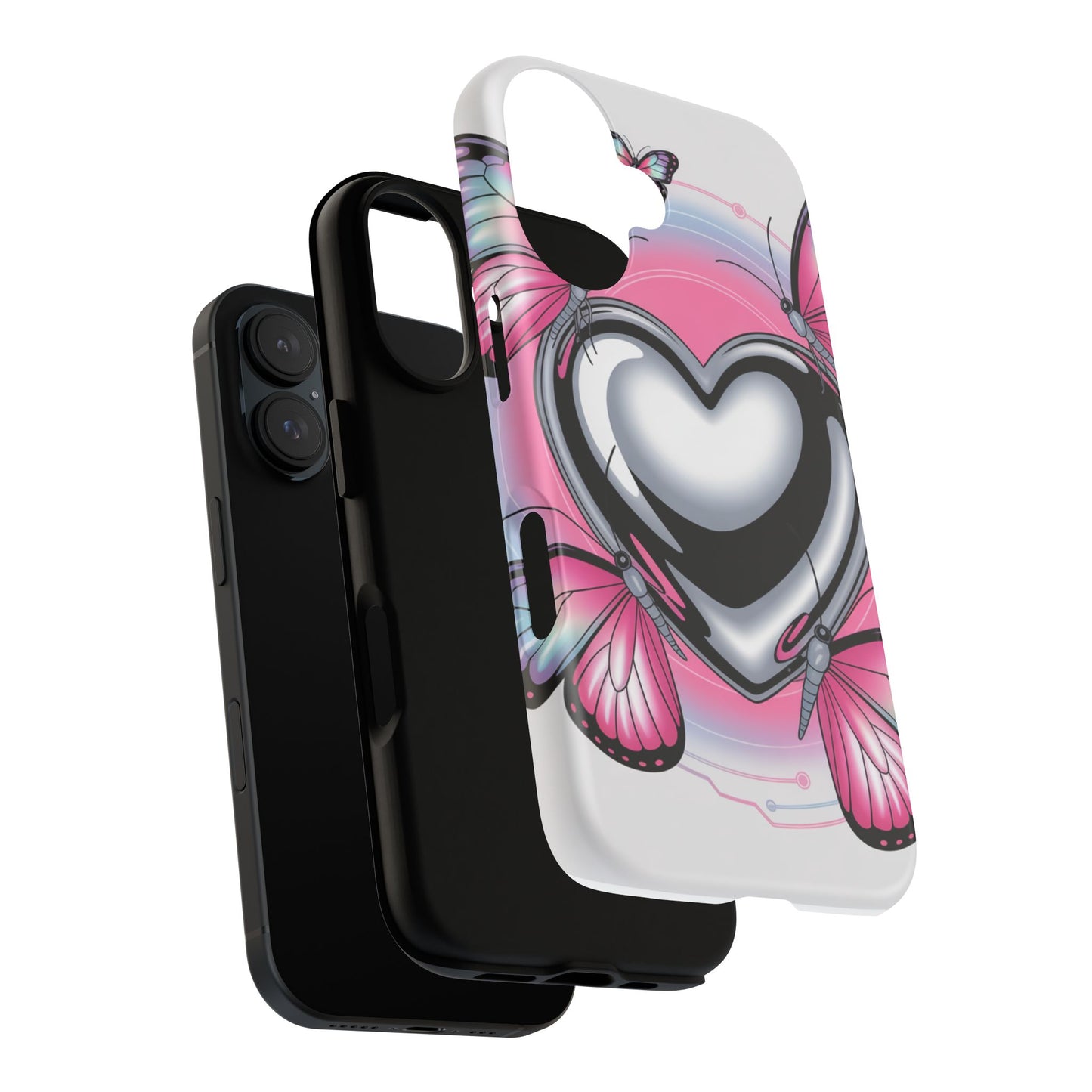Phone Case - Y2K Aesthetic Chrome Hearts and Butterflies, Cybercore 2000s Vibe