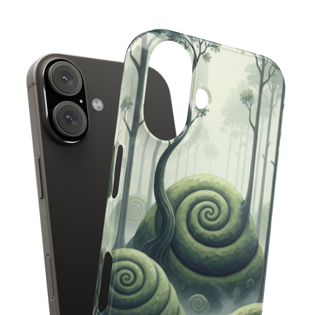 Mystical Forest Slim Phone Case — Dreamy Studio Ghibli‑Style Foggy Hills