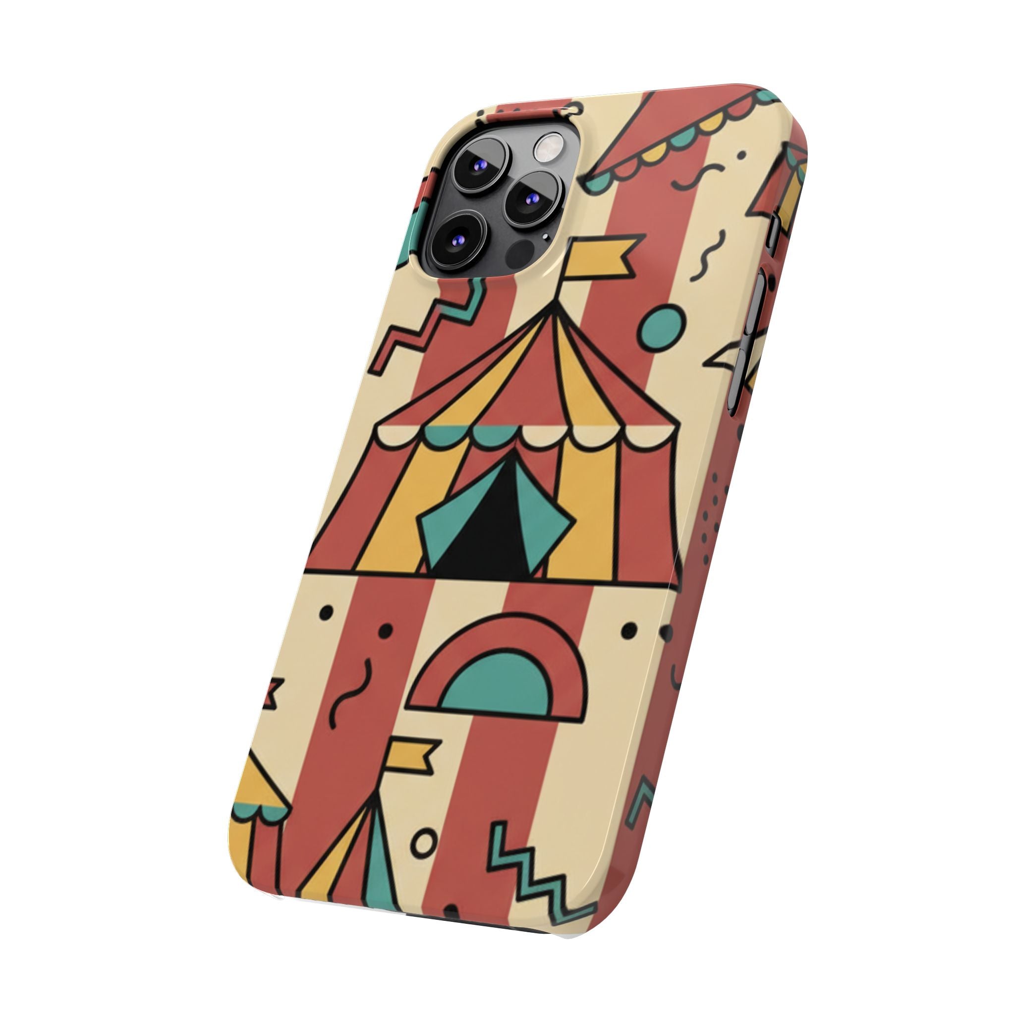 Retro Circus Stripe Slim Phone Case — Vintage 70s Memphis Geometric Design