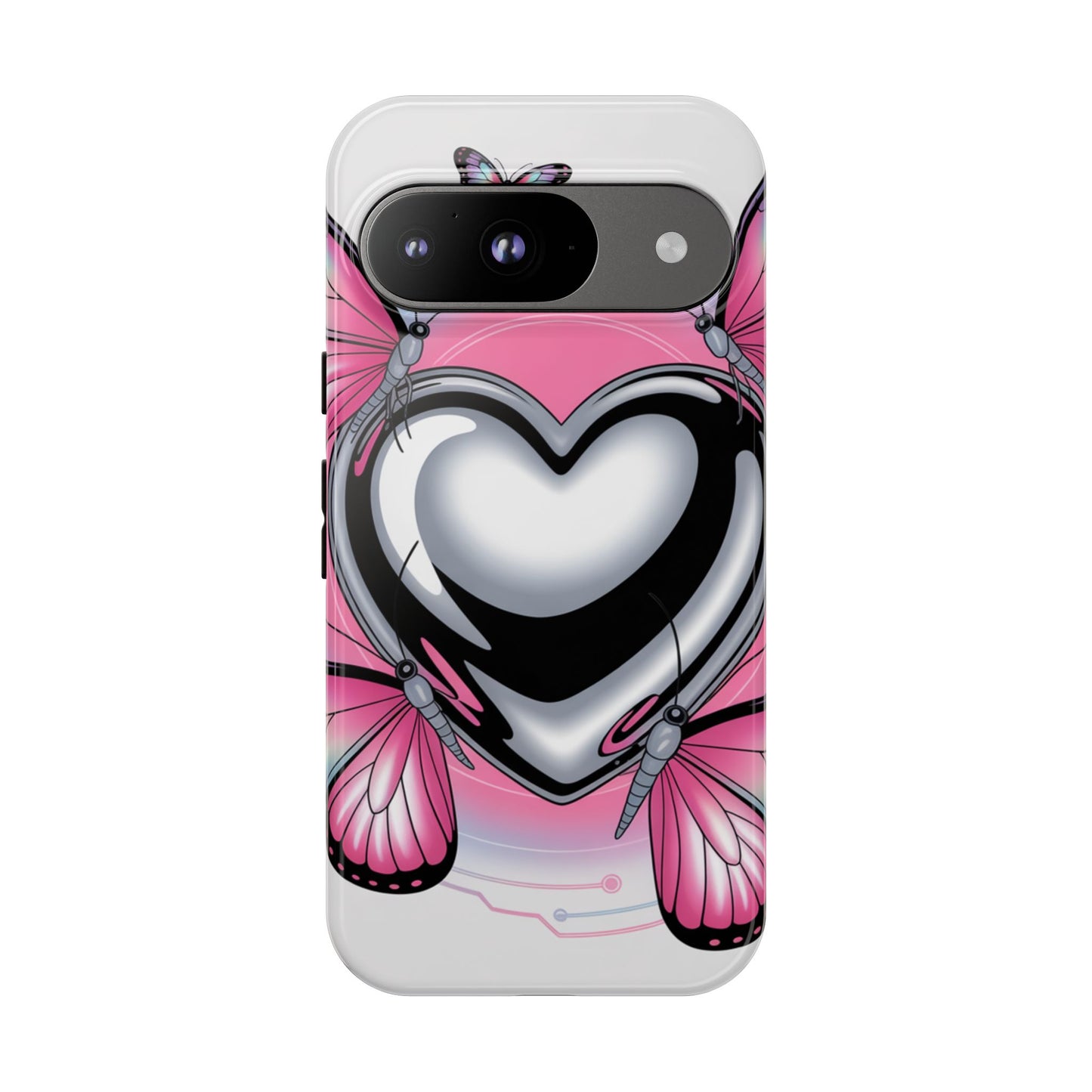 Phone Case - Y2K Aesthetic Chrome Hearts and Butterflies, Cybercore 2000s Vibe