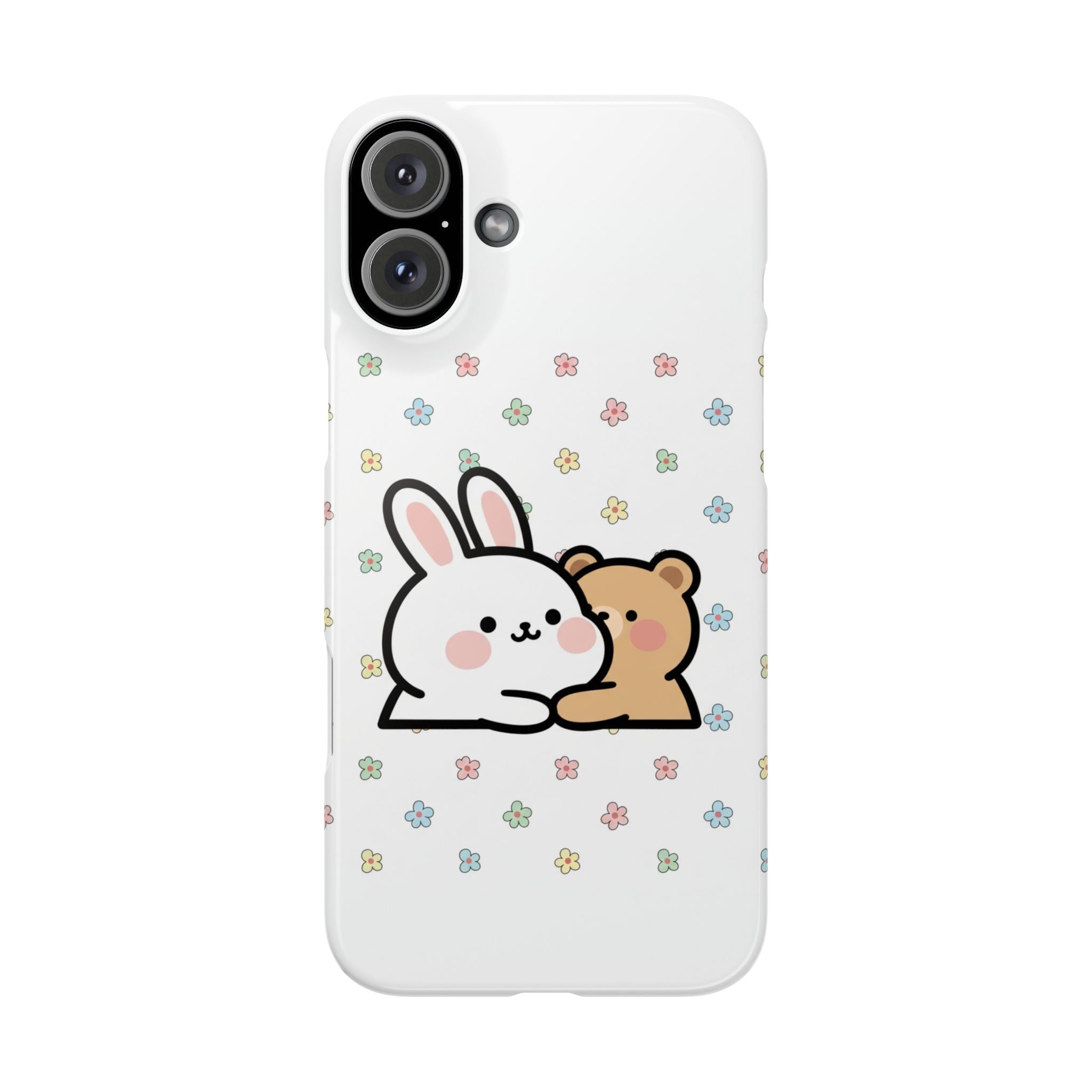 Bunny & Bear Besties: Kawaii Minimalist Doodle Phone Case | Soft Aesthetic Japanese Art Tech Accessory