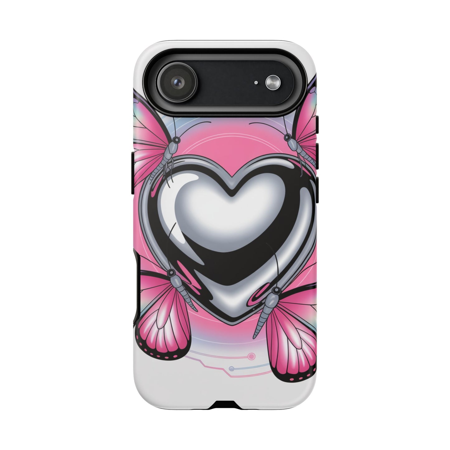Phone Case - Y2K Aesthetic Chrome Hearts and Butterflies, Cybercore 2000s Vibe